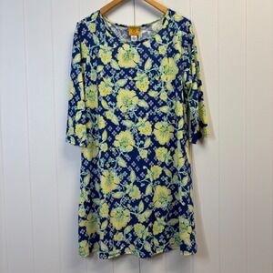 Ruby Rd Womens Floral Whimsical Stretch Midi Dress Size XL Feminine Comfy Church